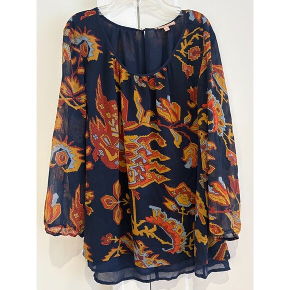 Gibson & Latimer Tops - GIBSON LATIMER blouse Women's Size XL Floral Top Boho Chic Sheer 3/4 Sleeves